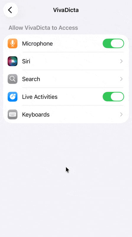 How to enable VivaDicta keyboard in iOS Settings