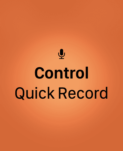 Action Button result screen showing Control - Quick Record