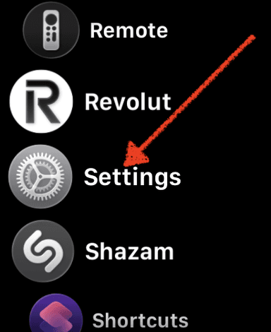 Apple Watch Settings app