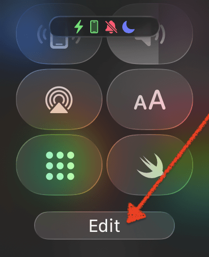 Apple Watch Control Center with Edit button