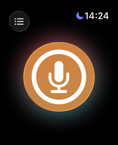 VivaDicta Apple Watch main screen with microphone button
